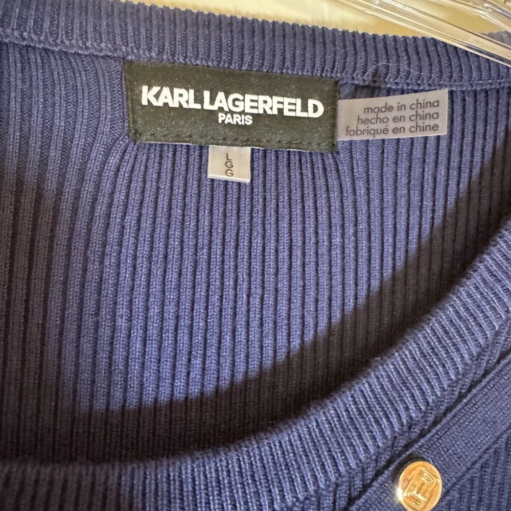 NWT Karl Lagerfeld Button‎ Trim Sweater Dress, Large - Picture 5 of 11